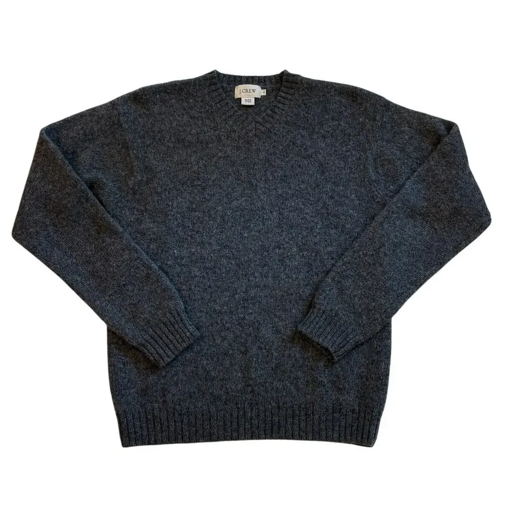 J Crew Sweater Mens Small Gray 100% Wool Crew Neck Pullover Minimalist Preppy